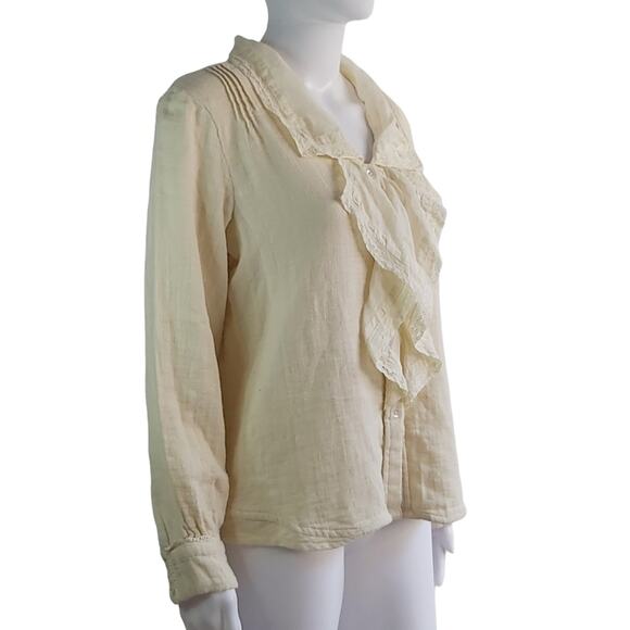 Hopeless Romantic Victoria Trading Co. Cotton Gauze Ruffle Blouse Size Medium - Picture 4 of 12